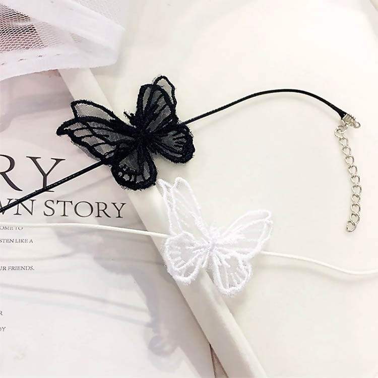 Butterfly Necklace collarbone chain female Choker Necklace Black